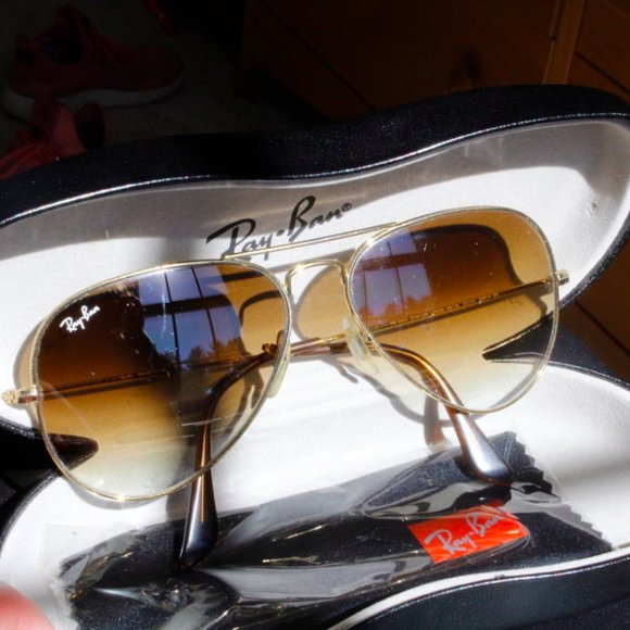 RayBan Large Aviators Brown Gradient 58 mm Lens - Picture 1 of 9